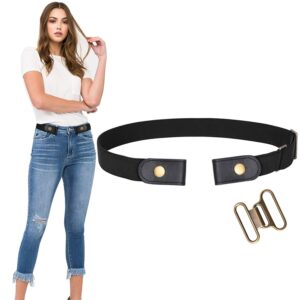 werforu no buckle stretch belt for women men elastic waist belt up to 72 inch for jeans pants,black,pants size 31-50 inches