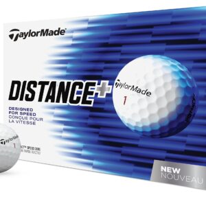 TaylorMade 2018 Distance+ Golf Ball, White (One Dozen)