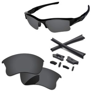 papaviva replacement lenses for oakley flak jacket xlj oo9009 sunglass solid black non-polarized