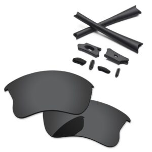 PapaViva Replacement Lenses for Oakley Flak Jacket XLJ OO9009 Sunglass Solid Black Non-polarized