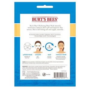 Burt's Bees Hydrating Face Mask with Clary Sage, Single Use Sheet Mask, 1 Count, Pack of 6 (Package May Vary)