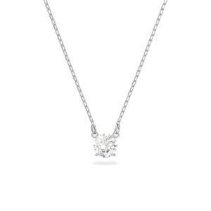 swarovski stilla attract necklace, clear round-cut crystal in a rhodium-finish setting, part of the stilla attract collection