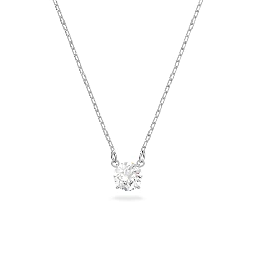 SWAROVSKI Stilla Attract Necklace, Clear Round-Cut Crystal in a Rhodium-Finish Setting, Part of the Stilla Attract Collection