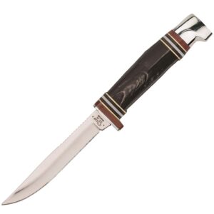 Case WR XX Pocket Knife Buffalo Horn Hunter (Bhmfinn SS) W/Leather Sheath Item #17916 - (Bhmfinn SS) - Length: 6 1/4 Overall Inches