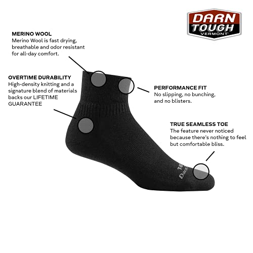 Darn Tough Tactical Quarter Cushion Socks (T4088) Unisex – (Black, Large)