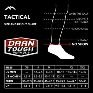 Darn Tough Tactical No Show Light Socks (T4037) Unisex – (Black, Large)