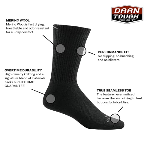 Darn Tough Tactical Micro Crew Cushion Socks (T4066) Unisex – (Black, Medium)