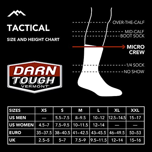 Darn Tough Tactical Micro Crew Cushion Socks (T4066) Unisex – (Black, Medium)