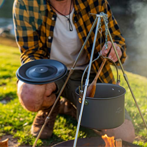 Naturehike 4-6 Person Aluminum Hanging Pot, Portable Camping Pot with Lid, 4.2 Quart Ultralight Outdoor Cooking Pot Cookware for Camping Hiking Picnic Travel