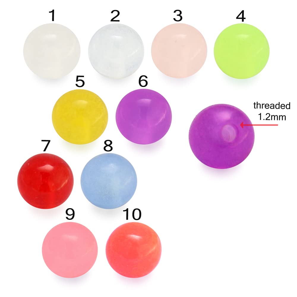 hwojjha 10 UV luminescent balls, bioplastic flexible banana belly button buckle (10 mixed colors)