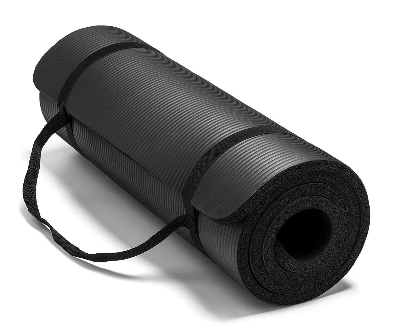 Yoga Mat with Bag and Strap Premium Slip Resistant Exercise Mat, 10mm thick, 72 x 24 inches, Perfect for Yoga, Pilates, Stretching, Floor exercise and Toning workouts (Black)