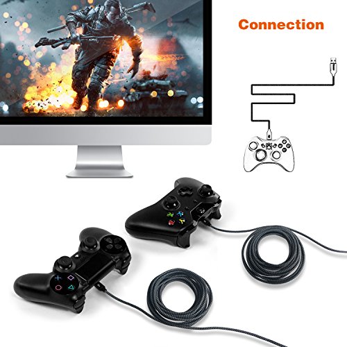 iSeekerKit PS4 Controller Wire, 2-Pack 15Ft PS4 Micro USB Cable Xbox Controller Charging Cable for Playstation 4 Dualshock 4 PS4 Slim/Pro, Xbox One S/X, Android, Samsung