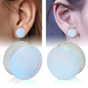 Stuppendux Opal Protein Stone Flared Flexied Ear Tunnels Expander Plugs Stretcher Kit Gauge 7/8" 22MM