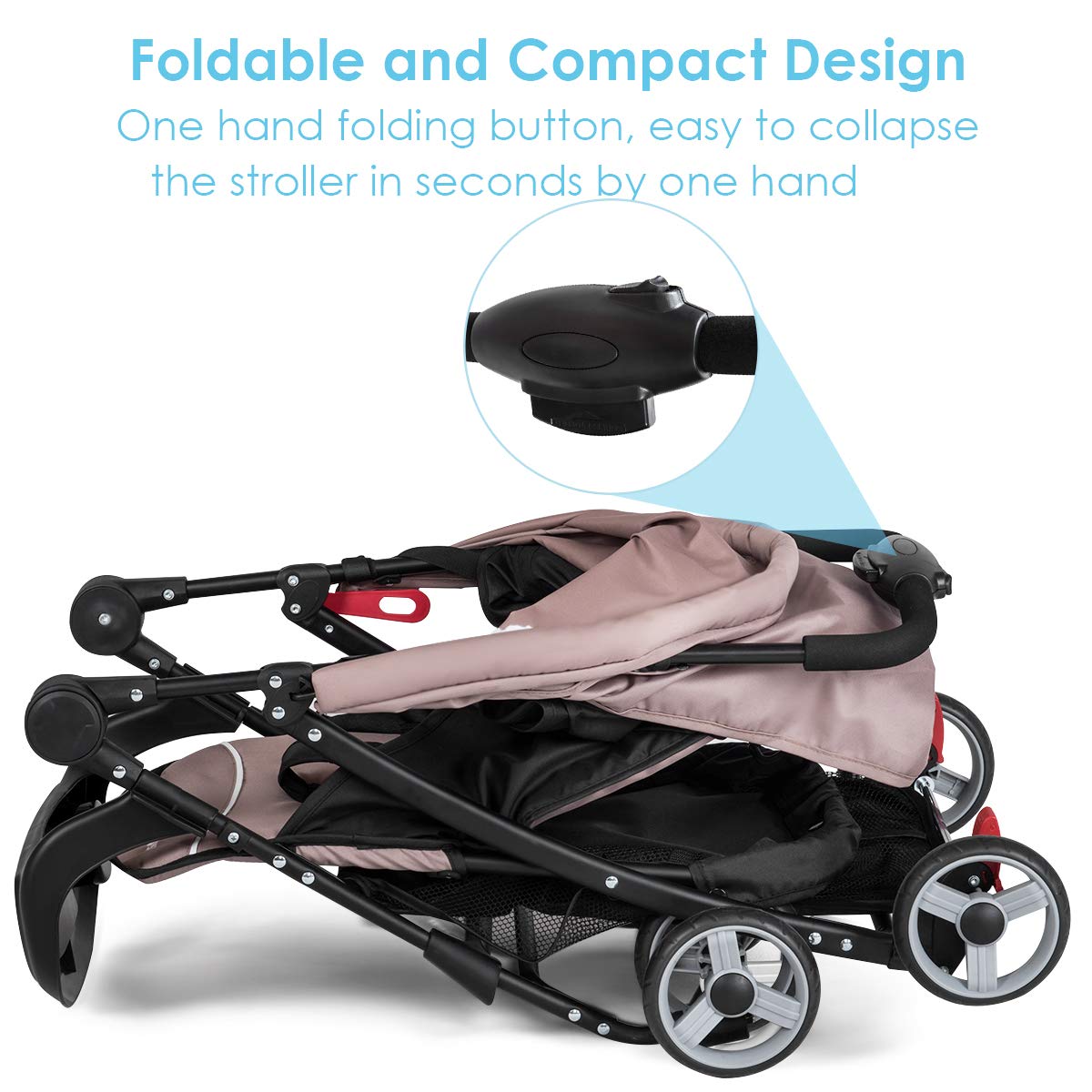 Baby Joy Lightweight Stroller, Compact Toddler Travel Stroller for Airplane, Infant Stroller w/Adjustable Backrest/Footrest/Canopy, 5-Point Harness, Storage Basket, Easy One-Hand Fold, Coffee