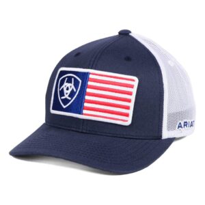 Ariat Men's Shield Flag Center Patch Mesh Cap, Blue, One Size