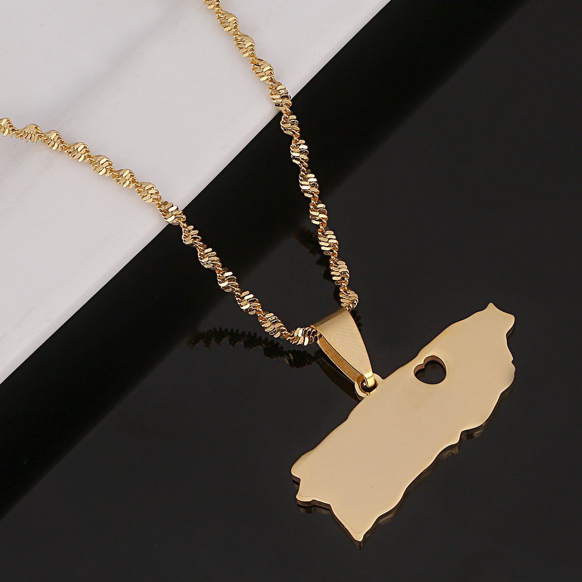 Stainless Steel Puerto Rico Map Pendant Necklaces Puerto Ricans Map Jewelry