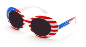 v.w.e. vintage sunglasses uv400 bold retro oval mod thick frame sunglasses clout goggles white usa american flag (gray lens)