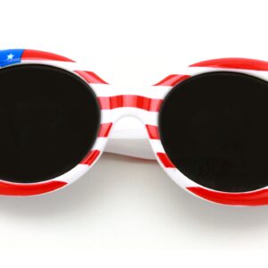 V.W.E. Vintage Sunglasses UV400 Bold Retro Oval Mod Thick Frame Sunglasses Clout Goggles White USA American Flag (Gray Lens)