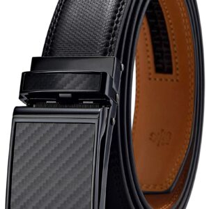 BULLIANT Men's Belt,Brand Ratchet Belt Of Genuine Leather For Gift Men Dress,Size Customized(Black,36"-42" Waist Adjustable)