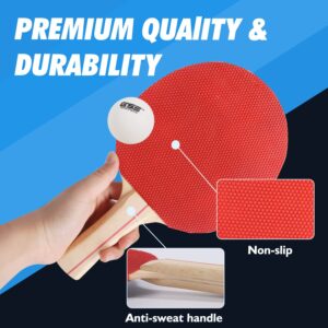 GSE Ping Pong Paddle Set, Portable Table Tennis Set with Retractable Ping Pong Net & Post, 2 Paddles & 3 Ping Pong Balls, Anywhere to-Go Ping Pong Game Set for Any Tables(Orange)