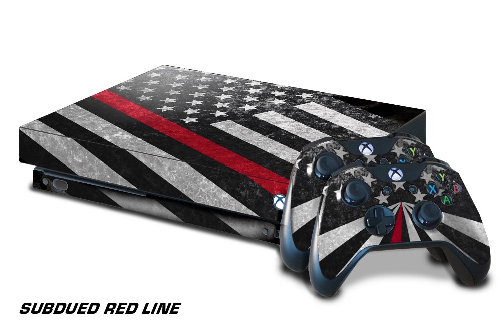 247 Skins Graphics kit Sticker Decal Compatible with Xbox One X and Wireless Controllers - Subdued Red Line