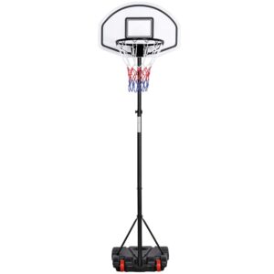 topeakmart 6.4-8.2ft height adjustable basketball hoop system,basketball goals indoor/outdoor for youth w/wheels & water/sand filled base,28.7 in backboard