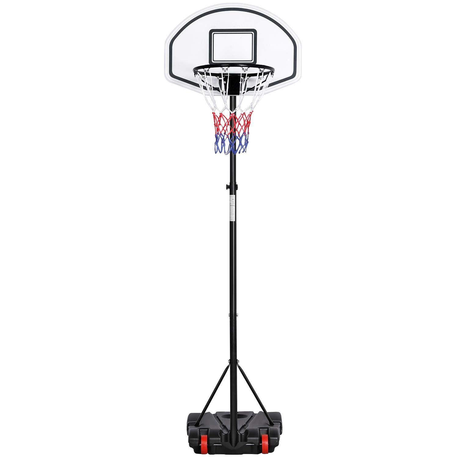 Topeakmart 6.4-8.2ft Height Adjustable Basketball Hoop System,Basketball Goals Indoor/Outdoor for Youth w/Wheels & Water/Sand Filled Base,28.7 in Backboard