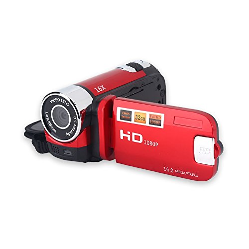 FOSA Camera Camcorder, Portable Digital Video Camcorder Handy Camera Full HD 270° Rotation 1080P 16X High Definition Digital Camcorder Video DV Camera Great Kids(Red)