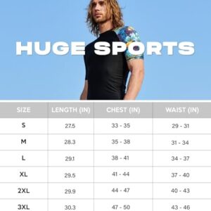 HUGE SPORTS Men's Splice UV Sun Protection UPF 50+ Skins Rash Guard Short Sleeves(HeyToucan, L)