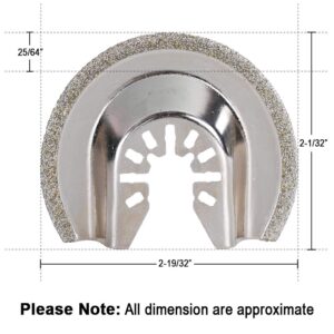 HIFROM Replacement Diamond Grout Removal Blade,2-1/2-Inch(64mm) Multi Tool Quick Realease Oscillating Saw Blade Compatible with Bosch, Craftsman, Chicago, Cougar more (Pack of 5)