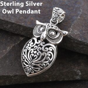 Shop LC BALI LEGACY 925 Sterling Silver Filigree Pendant Owl Gifts for Women Oxidized Jewelry 8 g Birthday Gifts