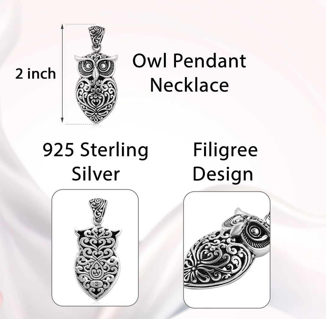 Shop LC BALI LEGACY 925 Sterling Silver Filigree Pendant Owl Gifts for Women Oxidized Jewelry 8 g Birthday Gifts