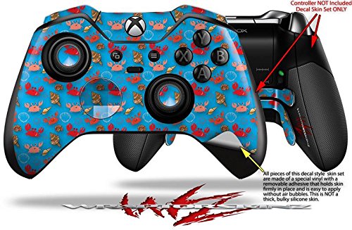 Crabs and Shells Blue Medium - WraptorSkinz Decal Style Vinyl Skin Wrap compatible with XBOX One ELITE Wireless Controller (CONTROLLER NOT INCLUDED)