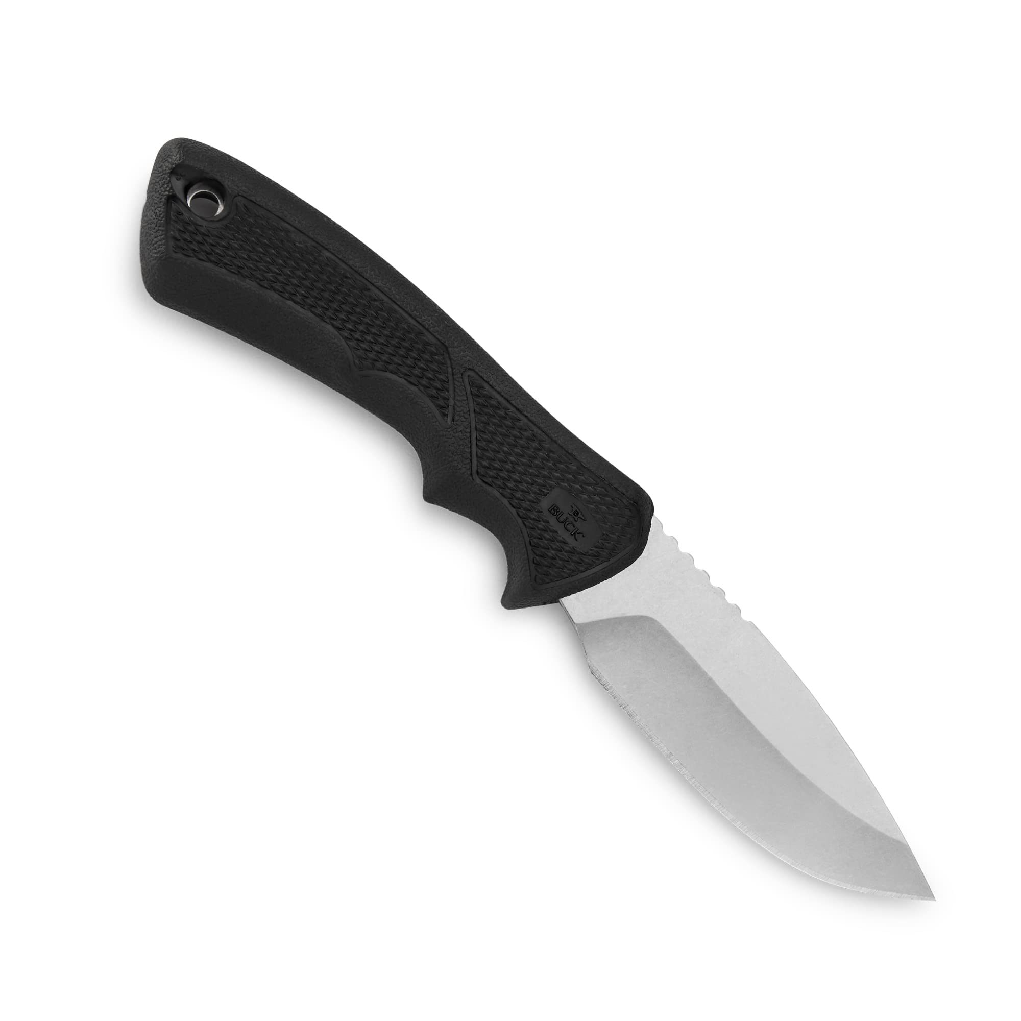 Buck Knives 684 Bucklite Max II Small Fixed Blade Knife with 3-1/4" 420HC Stainless Steel Drop Point Blade, Dynaflex Rubber Handle, Polyester Sheath, Black