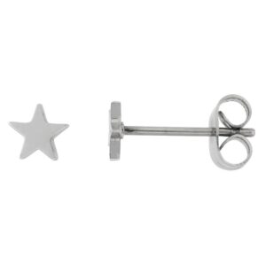 3 PAIR PACK Tiny Stainless Steel Star Stud Earrings, 1/4 inch