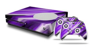 wraptorskinz decal vinyl skin wrap compatible with xbox one s console and controllers - paint blend purple