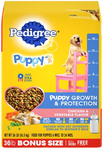 PEDIGREE Puppy Growth & Protection Dry Dog Food Chicken & Vegetable Flavor, 36 lb. Bag