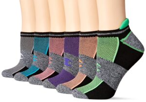 champion women's no show performance socks, 6 and 12-pair packs available, grey/pink assorted, 5-9