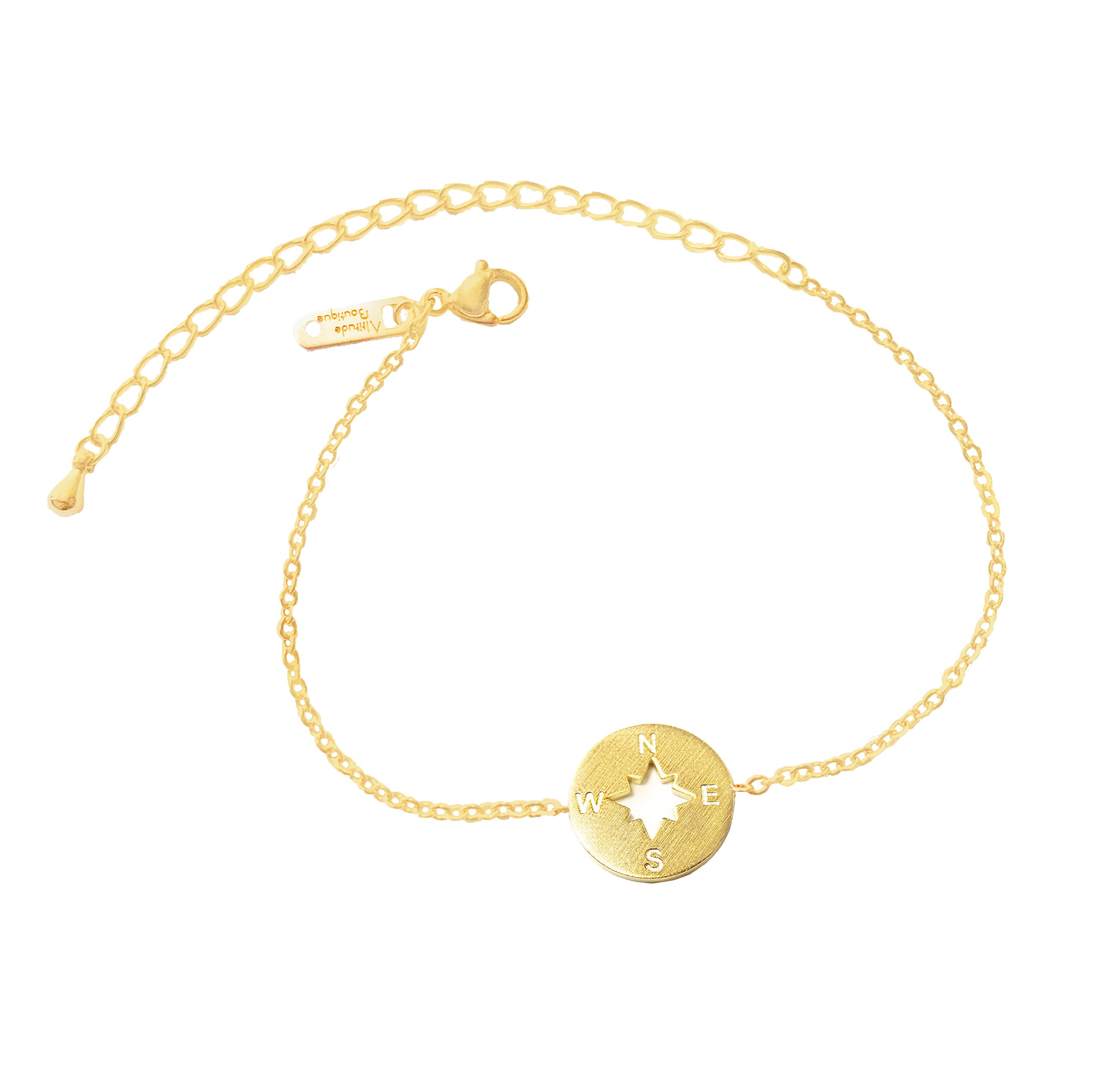 Altitude Boutique Compass Bracelet Charm Bracelet Gifts Compass Jewelry, Wanderer Bracelet For Women Friendship Bracelets Sister Gifts For Girlfriend (Gold)