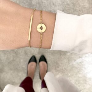 Altitude Boutique Compass Bracelet Charm Bracelet Gifts Compass Jewelry, Wanderer Bracelet For Women Friendship Bracelets Sister Gifts For Girlfriend (Gold)