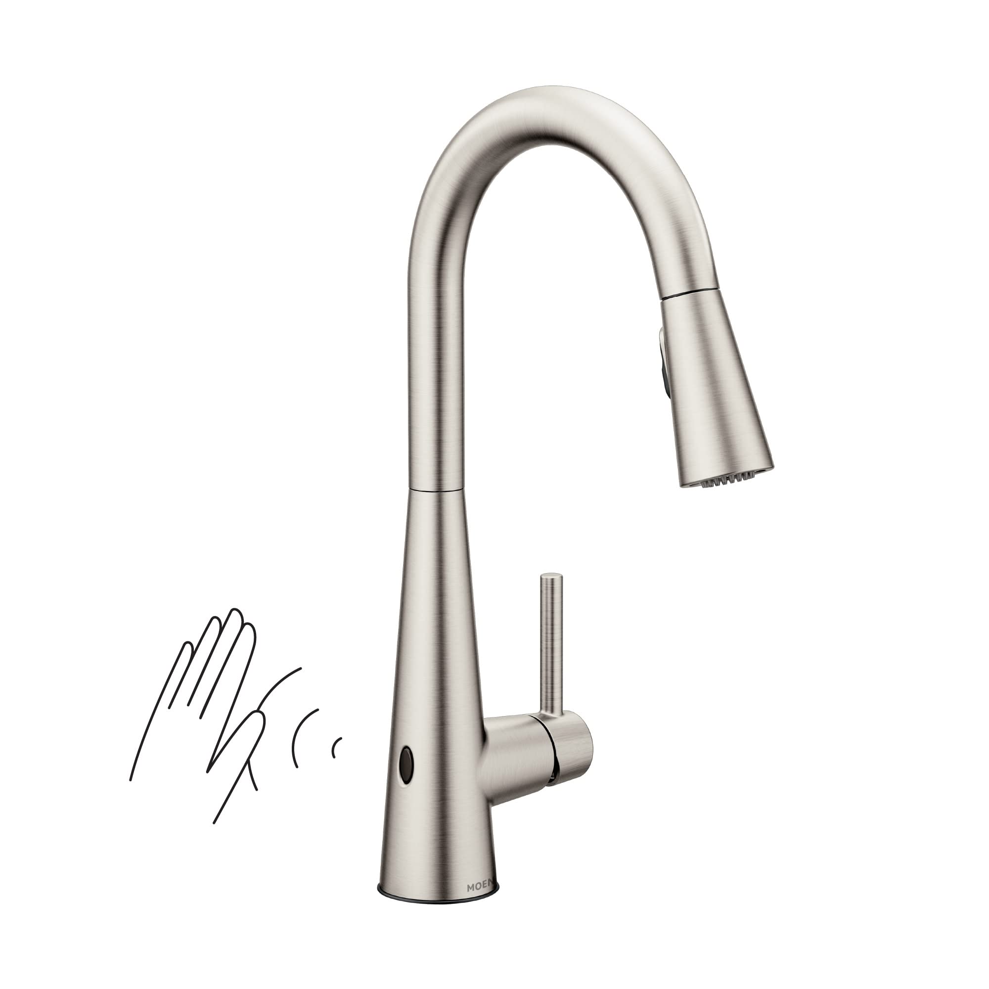 Moen Sleek Spot Resist Stainless Motionsense Wave Sensor Touchless One-Handle High Arc Pulldown Modern Kitchen Faucet Featuring Power Clean, 7864EWSRS