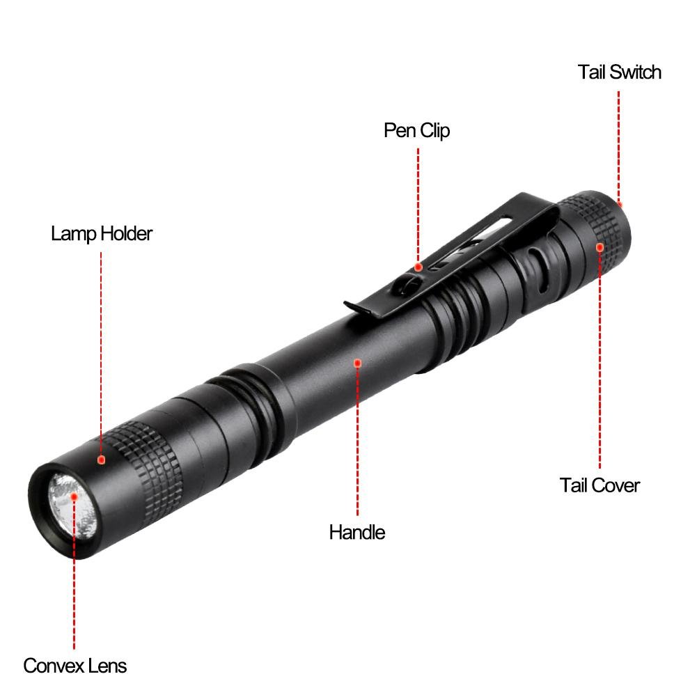 Tileon Pen Flashlight,10PCS Led Pen Light Flashlights with Clip,500 Lumen Mini Flashlight Medical Penlight