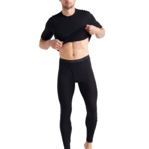 Icebreaker Merino Wool 175 Everyday Men’s Cold Weather Leggings with Fly - Thermal Underwear for Men with Contoured Slim Fit - 100% Merino Wool Base Layer - Premium Long Johns - Black - Large