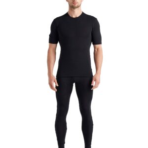 Icebreaker Merino Wool 175 Everyday Men’s Cold Weather Leggings with Fly - Thermal Underwear for Men with Contoured Slim Fit - 100% Merino Wool Base Layer - Premium Long Johns - Black - Large