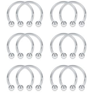 scerring 12pcs 316l stainless steel 16g circular barbells eyebrow lip ear tragus horseshoe hoop rings with balls 10mm