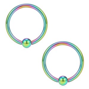 SCERRING 12PCS 18G 8mm Nose Hoop Lip Eyebrow Tongue Helix Tragus Cartilage Septum Piercing Ring - Mix Color