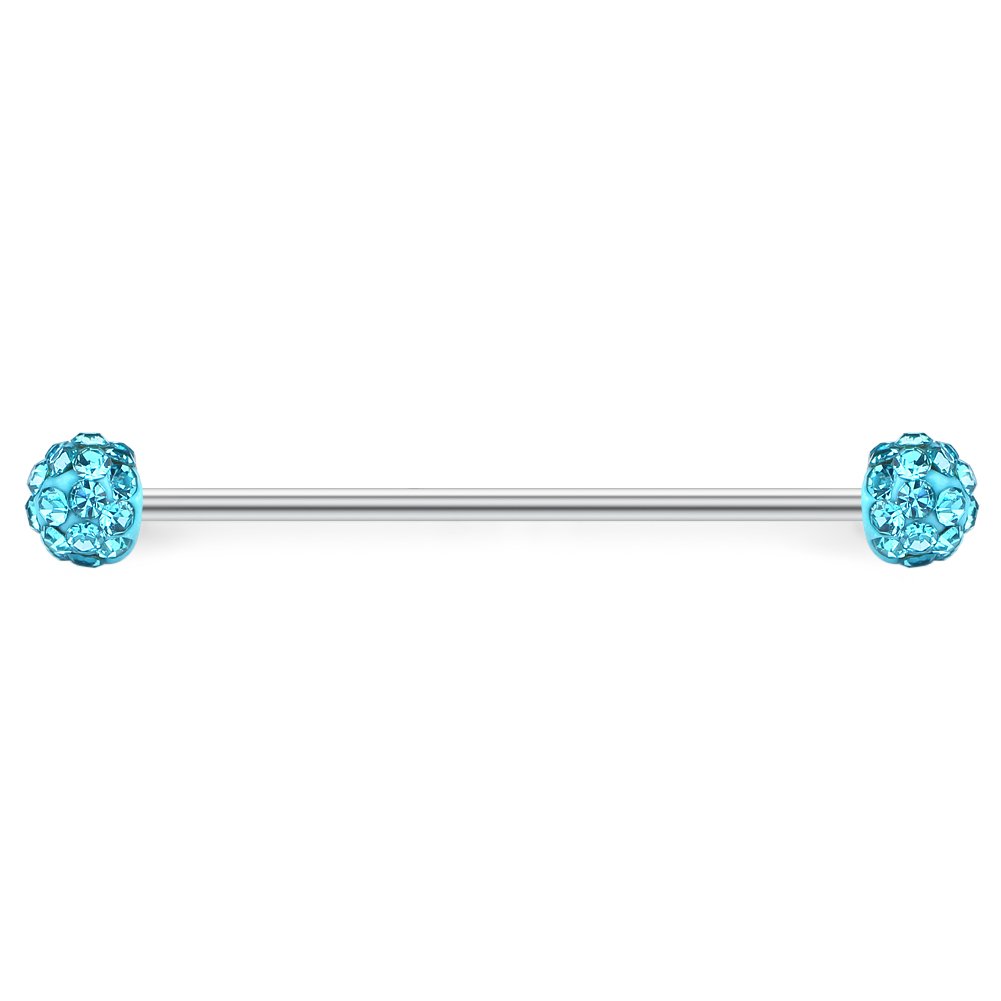 SCERRING 6PCS 16G Gems Industrial Barbell Cartilage Earring Body Piercing Jewelry 1 1/2"(38mm)