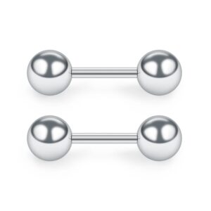 SCERRING 4 Pairs 20G 1/4" Stainless Steel Polished Ball Barbell helix Cartilage Tragus Ear Lobe Stud Earring for Men Women 3-6mm - Silver