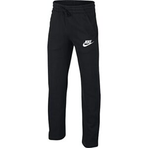 nike sportswear boys' club fleece open hem pants, black/white, large