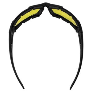 Epoch Eyewear Foam2 Padded Motorcycle Sunglasses Black Frames Yellow Lens ANSI Z87.1+